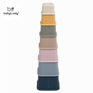 32946-베이비온리 실리콘 타워탑쌓기 얼스 / 쌓기놀이 모양쌓기 소프트교구 소근육발달 색깔맞추기