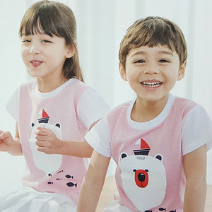 21987-곰돌이-핑크(상의:13000원/흰반바지:15000원 흰치마반바지:21000원)-교사용있음 어린이날티셔츠