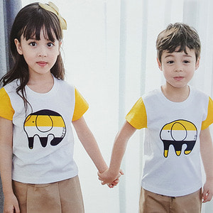 25413-코끼리-옐로우(상의:14000원/하의(백색):14000원)-교사용있음 어린이날티셔츠