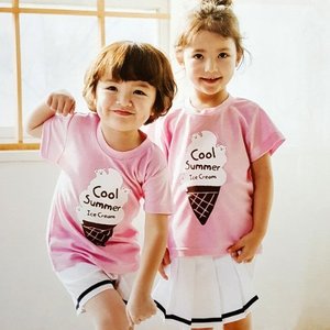 28645-아이스크림-핑크(상의:14000원/반바지:16000원 치마반바지:22000원) 어린이날티셔츠