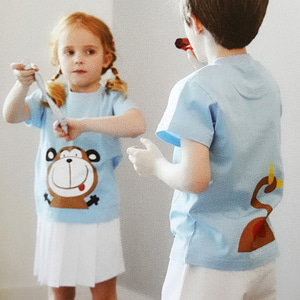 25411-원숭이-블루(상의:15000원/하의(백):14000원)-교사용있음 어린이날티셔츠
