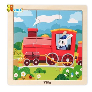 33183-비가(VIGA) 9피스퍼즐 기차 (V44631)/원목퍼즐 영유아퍼즐 직소퍼즐 교통퍼즐