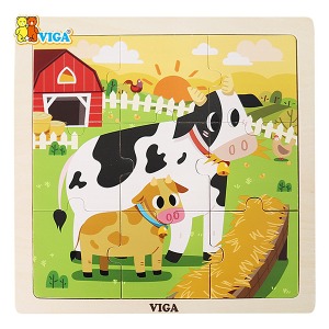 33174-비가(VIGA) 9피스퍼즐 젖소 (V44623) /원목퍼즐 영유아퍼즐 직소퍼즐